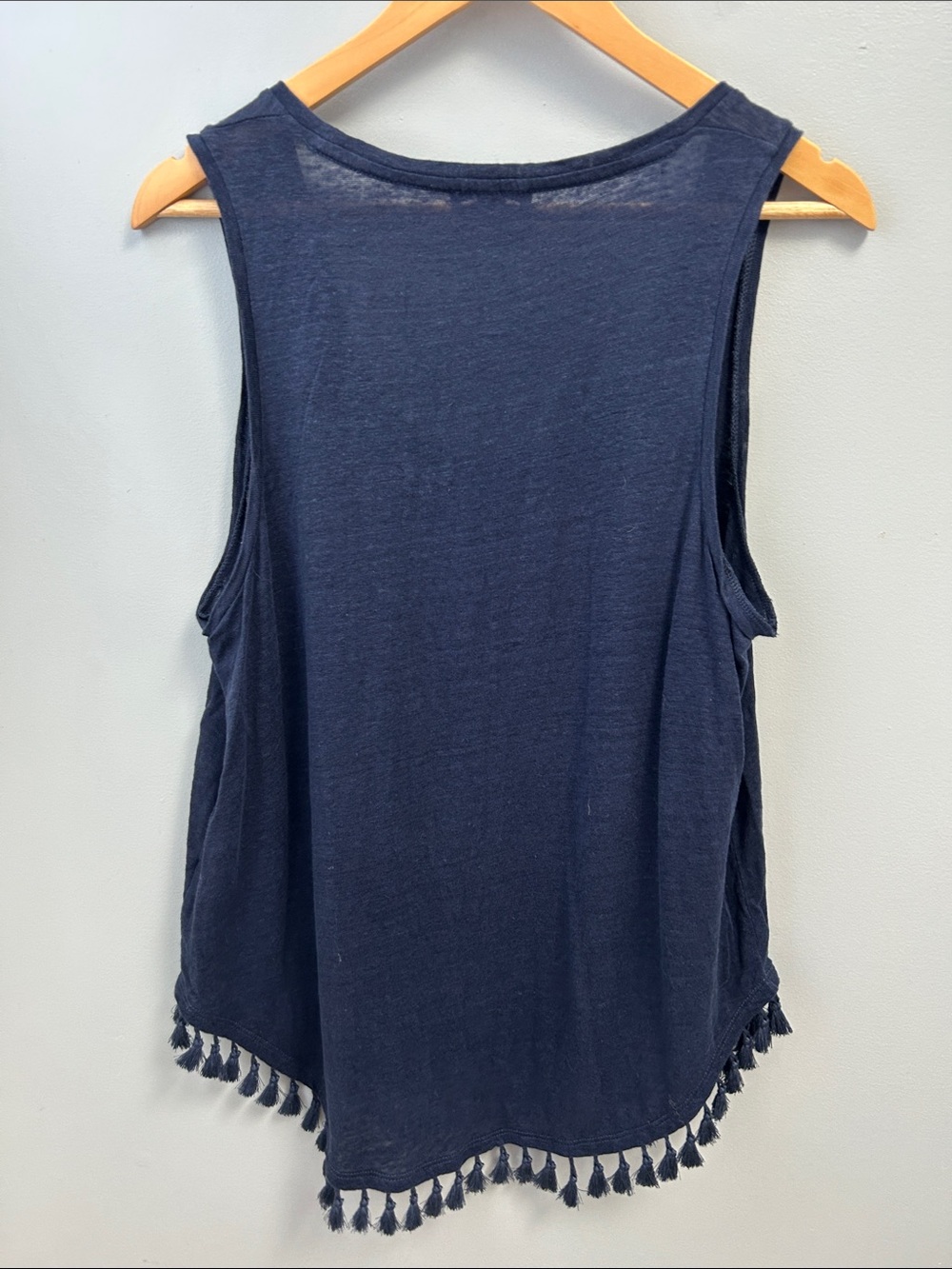 J. Crew Linen Navy Tassel-Hem Tank & Linen White Tiered Tank Duo - Picture 9 of 13